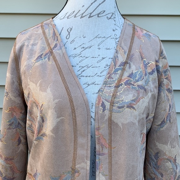 Solitaire Nude Filagree Open Front Faux Suede Jacket - Picture 4 of 14